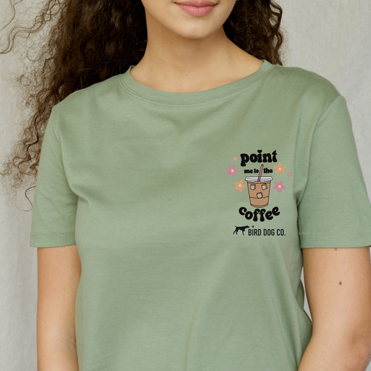 Point Me to the Coffee Bird Dog T-Shirt
